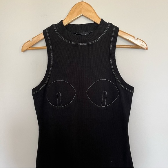 Lioness Cotton Ribbed Black Body Con Mini Dress BNWT - Picture 4 of 10